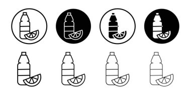 Meyve suyu şişesi simgesi logosu imza vektör ana hatları siyah ve beyaz