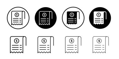 Kağıt kontrolü makbuz simgesi logo imza vektör ana hatları siyah ve beyaz