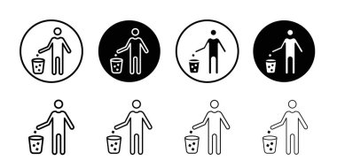 Çöp Kutusu simgesi logo işareti vektör ana hatlarını siyah ve beyaz olarak belirle