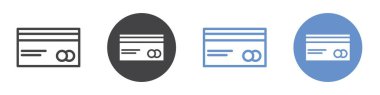 Kredi kartı simgesi vektör simgesi veya imza koleksiyonu siyah ve beyaz ana hatlarıyla belirlendi