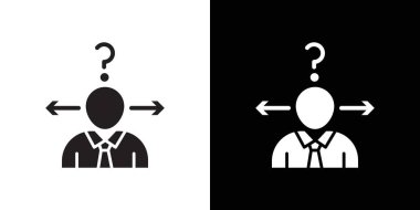 İş Kararı Karışıklık Simgesi Siyah çizgi sanat vektörü siyah beyaz ana hat koleksiyon işareti