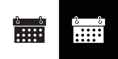 Takvim simgesi Siyah çizgi sanat vektörü siyah ve beyaz ana hat koleksiyon işareti ile
