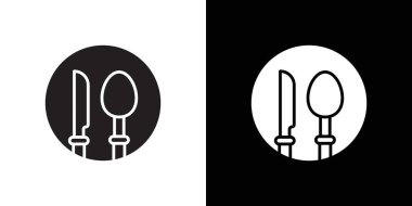 Çatal bıçak simgesi Siyah çizgi sanat vektörü siyah beyaz ana hat koleksiyon işareti