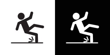 Sonbahar kazası simgesi Siyah çizgi sanat vektörü siyah beyaz ana hat koleksiyon işareti