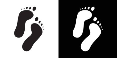 Siyah çizgi resim vektörünün siyah ve beyaz ana hatları koleksiyon işareti ile ayak izi simgesi