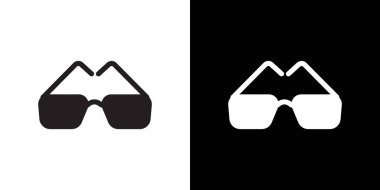 Siyah ve beyaz taslak koleksiyon işaretinde gözlük simgesi Siyah çizgi sanat vektörü