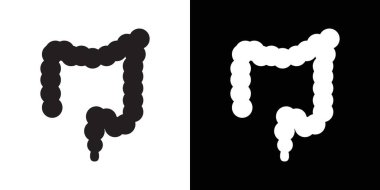 Siyah ve beyaz çizgili kalın bağırsak ikonu siyah çizgi sanat vektörü koleksiyon işareti