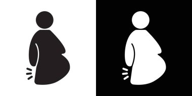 Hamile kadın sırt ağrısı simgesi Siyah çizgi sanat vektörü siyah beyaz ana hat koleksiyon işareti