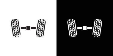 siyah ve beyaz ana hat koleksiyon işaretinde tekerlek hizalama simgesi siyah çizgi sanat vektörü