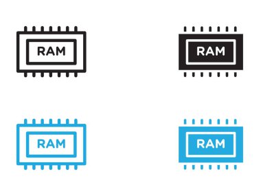 Ram bellek ikonu vektör çizgisi logo işareti veya sembol koleksiyon özet biçimi
