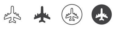 Uçak düzlemi simgesi ince çizgi çizgisi biçimi ve doğrusal vektör işareti ile ayarlandı