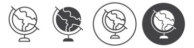 İnce çizgi çizgisi biçimi ve doğrusal vektör işareti ile dünya simgesi belirlendi