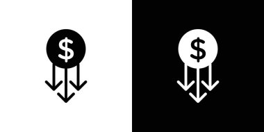 Maliyet azaltma simgesi doğrusal logo işareti koleksiyonu siyah ve beyaz