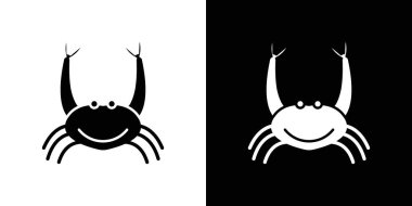 Yengeç simgesi doğrusal logo işareti koleksiyonu siyah beyaz olarak ayarlandı