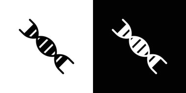 DNA icon linear logo mark set collection in black and white clipart