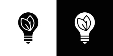 Eko ampul simgesi doğrusal logo işareti koleksiyonu siyah ve beyaz olarak ayarlandı