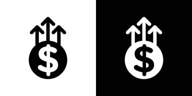 Para simgesi doğrusal logo işaretini siyah ve beyaz olarak çoğalt