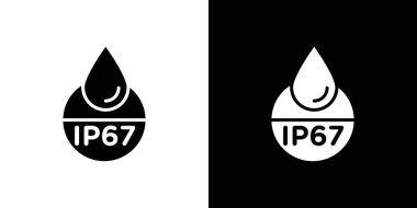 IP67 su geçirmez simge doğrusal logo işareti koleksiyonu siyah ve beyaz