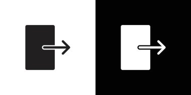 Çıkış simgesi doğrusal logo işareti koleksiyonu siyah ve beyaz olarak ayarlandı