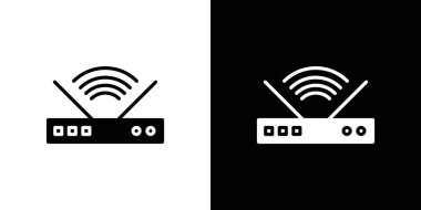 router simgesi doğrusal logo işareti koleksiyonu siyah ve beyaz olarak ayarlandı