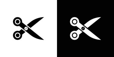 Makas kesme simgesi doğrusal logo işareti koleksiyonu siyah ve beyaz