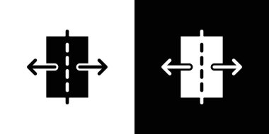 Okun iki bölümlük doğrusal logo işaretleri siyah ve beyaz olarak ayrıştırılıyor