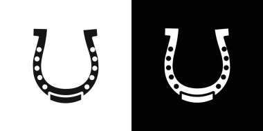 Şanslı at nalı ikonu vektör logosu koleksiyonu ya da paket grubu