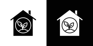 İçerideki kapalı bitki ikon vektör logosu koleksiyonu ya da paket grubu