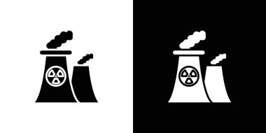 Nükleer enerji santrali ikon vektör logosu koleksiyonu ya da paket grubu