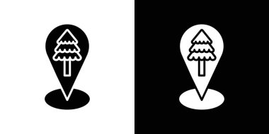 Park, orman konumu haritası ikon vektör logosu koleksiyonu ya da paket grubu