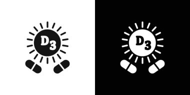 Web uygulaması ui için D3 vitamini ikonu doğrusal vektör grafik imzası veya sembol