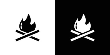 Kamp ateşi simgesi ince çizgi çizgisi biçimi ve doğrusal vektör işareti ile ayarlandı
