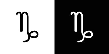 Oğlak burcu burcu simgesi ince çizgi çizgisi biçimi ve doğrusal vektör işareti ile ayarlandı