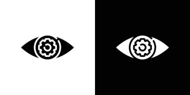 İnce çizgi ana hatları ve doğrusal vektör işaretinde yaratıcı görüş simgesi belirlendi