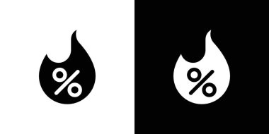 İnce çizgi ana hatları ve doğrusal vektör işareti ile Hot Deal simgesi belirlendi