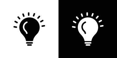 İnce çizgi çizgisi biçimi ve doğrusal vektör işaretinde ampul simgesi ayarlandı