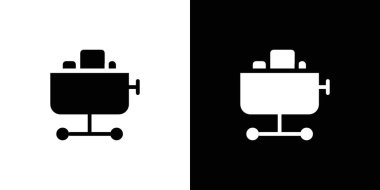 Mining Cart simgesi ince çizgi ana hatları ve doğrusal vektör işareti ile ayarlandı