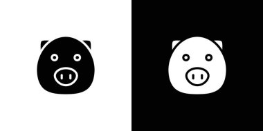 Domuz yüz simgesi ince çizgi çizgisi biçimi ve doğrusal vektör işareti ile ayarlandı