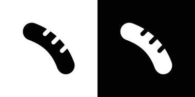 İnce çizgi çizgisi biçimi ve doğrusal vektör işareti ile sosis simgesi ayarlandı