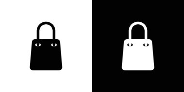 Alışveriş poşeti simgesi ince çizgi ana hatları ve doğrusal vektör işareti ile ayarlandı