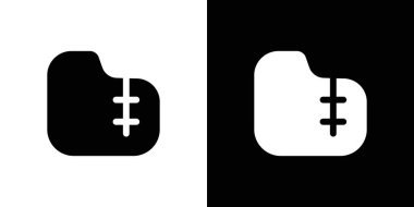 İnce çizgi ana hatları ve doğrusal vektör işareti ile fermuarlanmış dosya simgesi ayarlandı