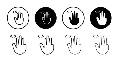 El, parmaklar, jest, kaydırma, döndürme simgesi ince çizgi çizgisi biçimi ve doğrusal vektör işareti ile ayarlandı