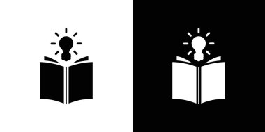 Ampul simgesi ile kitap Düz ince çizgi çizim sanatı ana hatları