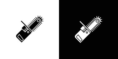 Elektrikli testere simgesi Düz ince çizgi vektör illüstrasyon sanat ana hatları