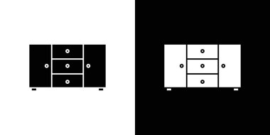 Credenza simgesi Düz İnce çizgi vektör illüstrasyon sanat ana hatları