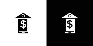 Mobil Banka simgesi Düz İnce Çizgi Çizgisi Çizim Sanatı