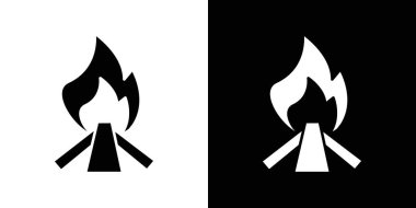 Kamp ateşi ikon vektör çizgisi logosu veya sembol koleksiyon özet biçimi