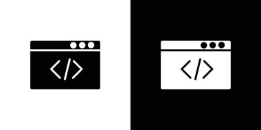 Kodlama programı simgesi vektör çizgisi logosu veya sembol koleksiyon özet biçimi