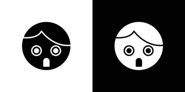 Şaşırmış Kız simgesi vektör çizgisi logosu veya sembol koleksiyon taslak biçimi