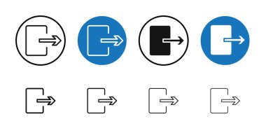 Siyah ve beyaz taslak koleksiyon işareti ile simge siyah çizgi sanat vektörünü çıkış yap